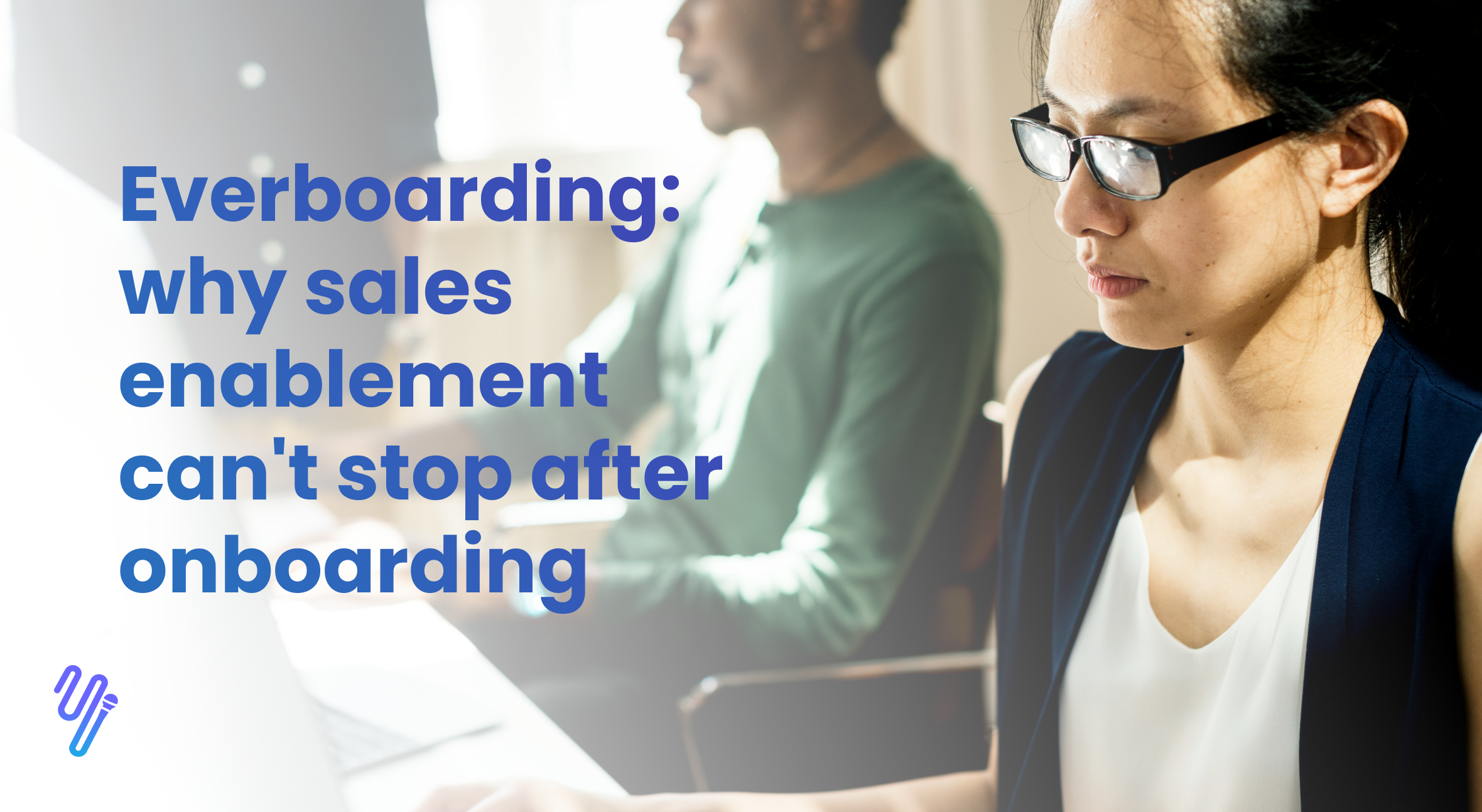 female sales rep on computer training and everboarding